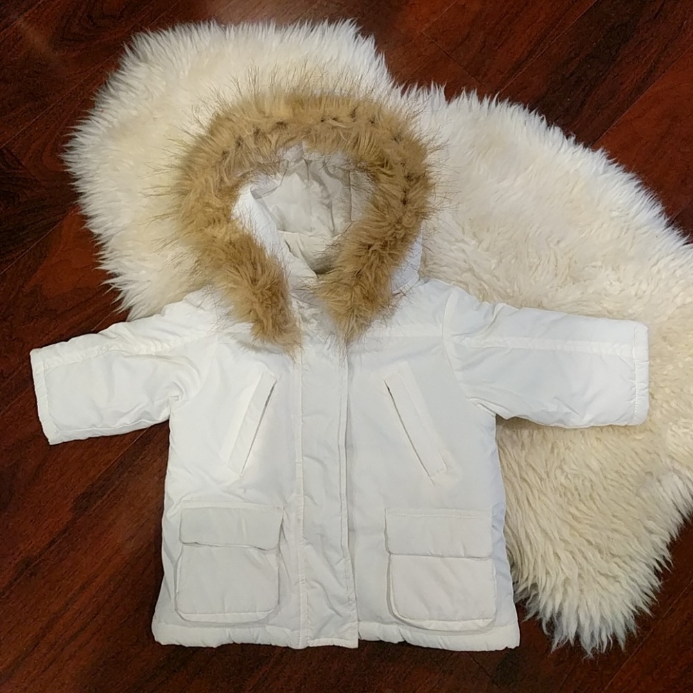 Faux-fur trimmed Winter White Jacket